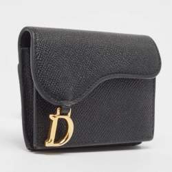 Dior Black Leather Saddle Flap Card Case