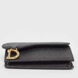 Dior Black Leather Saddle Flap Card Case