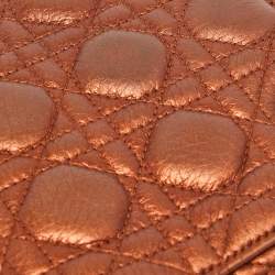 Pre Owned Dior Bronze Cannage Leather Mini Lady Dior Tote