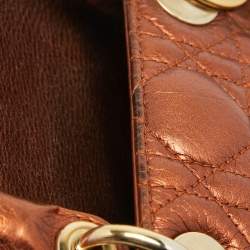 Pre Owned Dior Bronze Cannage Leather Mini Lady Dior Tote