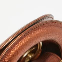 Pre Owned Dior Bronze Cannage Leather Mini Lady Dior Tote