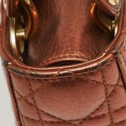 Pre Owned Dior Bronze Cannage Leather Mini Lady Dior Tote