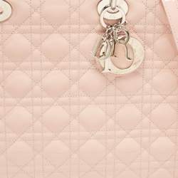 Pre Owned Dior Light Pink Cannage Patent Leather Large Lady Dior Tote