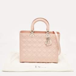 Pre Owned Dior Light Pink Cannage Patent Leather Large Lady Dior Tote