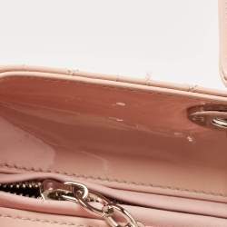 Pre Owned Dior Light Pink Cannage Patent Leather Large Lady Dior Tote