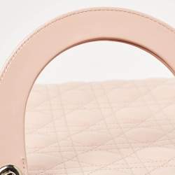 Pre Owned Dior Light Pink Cannage Patent Leather Large Lady Dior Tote