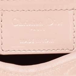 Pre Owned Dior Light Pink Cannage Patent Leather Large Lady Dior Tote