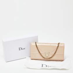 Pre Owned Dior Beige Patent Leather Diorama Wallet on Chain
