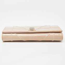 Pre Owned Dior Beige Patent Leather Diorama Wallet on Chain