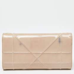 Pre Owned Dior Beige Patent Leather Diorama Wallet on Chain