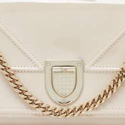 Pre Owned Dior Beige Patent Leather Diorama Wallet on Chain