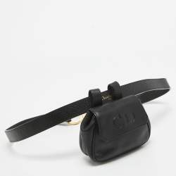 Pre Owned Dior Black Leather CD Logo Mini Belt Bag