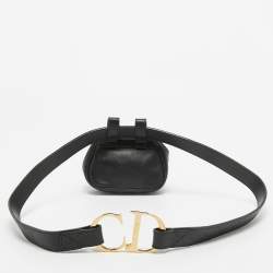 Pre Owned Dior Black Leather CD Logo Mini Belt Bag
