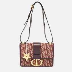 Dior Burgundy Oblique Canvas and Leather 30 Montaigne Bag