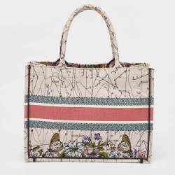 Pre Owned Dior Multicolor Embroidered Canvas Medium Book Tote