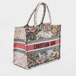 Pre Owned Dior Multicolor Embroidered Canvas Medium Book Tote