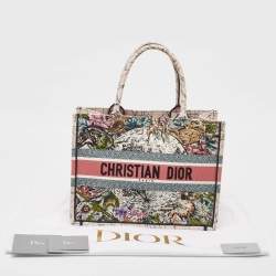 Pre Owned Dior Multicolor Embroidered Canvas Medium Book Tote