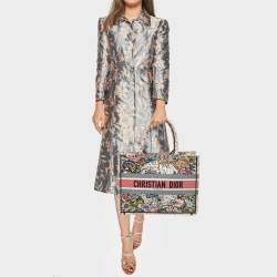 Pre Owned Dior Multicolor Embroidered Canvas Medium Book Tote