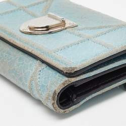 Dior Blue Crinkled Leather Diorama Trifold Wallet