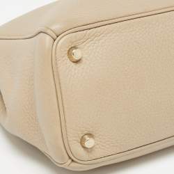 Pre Owned Dior Beige Leather Medium Diorissimo Shopper Tote