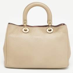 Pre Owned Dior Beige Leather Medium Diorissimo Shopper Tote