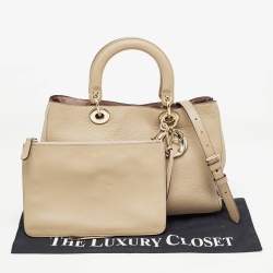 Pre Owned Dior Beige Leather Medium Diorissimo Shopper Tote
