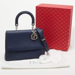 Dior Navy Blue Leather Medium Be Dior Flap Bag