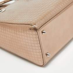 Pre Owned Dior Metallic Microcannage Patent Leather Medium Lady Dior Tote