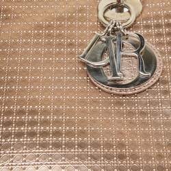 Pre Owned Dior Metallic Microcannage Patent Leather Medium Lady Dior Tote