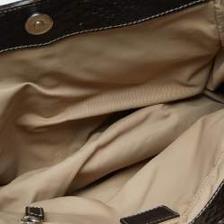 Pre Owned Dior Beige/Brown Diorissimo Canvas and Python Cargo Satchel