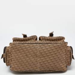 Pre Owned Dior Beige/Brown Diorissimo Canvas and Python Cargo Satchel