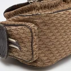 Pre Owned Dior Beige/Brown Diorissimo Canvas and Python Cargo Satchel
