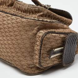 Pre Owned Dior Beige/Brown Diorissimo Canvas and Python Cargo Satchel