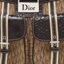 Pre Owned Dior Beige/Brown Diorissimo Canvas and Python Cargo Satchel