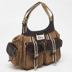 Pre Owned Dior Beige/Brown Diorissimo Canvas and Python Cargo Satchel