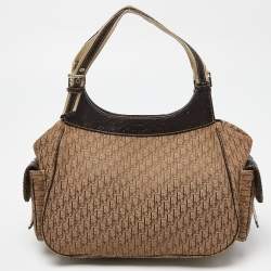 Pre Owned Dior Beige/Brown Diorissimo Canvas and Python Cargo Satchel