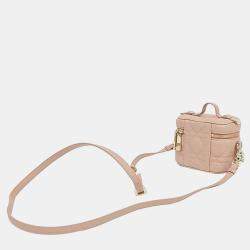 Dior Beige Cannage Leather Micro Vanity Shoulder Bag