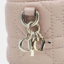 Dior Beige Cannage Leather Micro Vanity Shoulder Bag