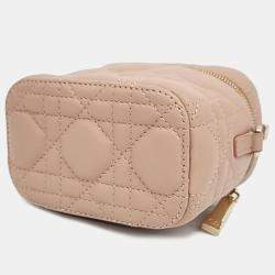 Dior Beige Cannage Leather Micro Vanity Shoulder Bag