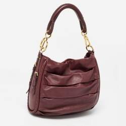 Dior Burgundy Pleated Leather Libertine Hobo