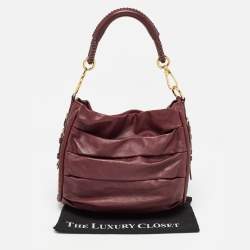 Dior Burgundy Pleated Leather Libertine Hobo