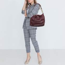 Dior Burgundy Pleated Leather Libertine Hobo