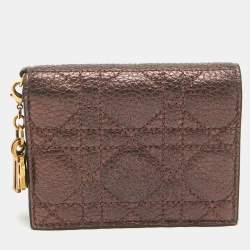 Dior Bronze Cannage Leather Lady Dior Flap Card Case