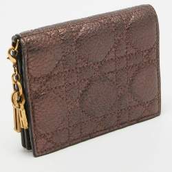 Dior Bronze Cannage Leather Lady Dior Flap Card Case