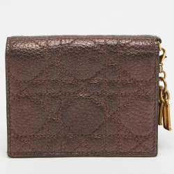Dior Bronze Cannage Leather Lady Dior Flap Card Case
