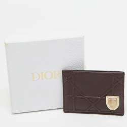 Dior Burgundy Leather Diorama Card Holder