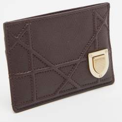 Dior Burgundy Leather Diorama Card Holder