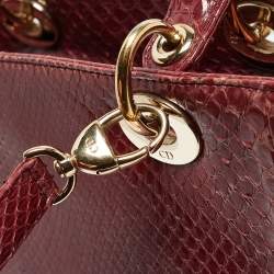 Dior Burgundy Python Large Lady Dior Tote