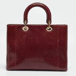 Dior Burgundy Python Large Lady Dior Tote