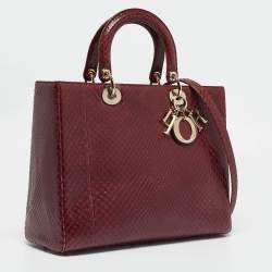 Dior Burgundy Python Large Lady Dior Tote